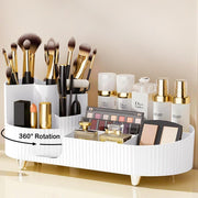 New 360 Rotating Makeup Organizer for Vanity with Brush Holder, Cosmetic Makeup Storage Organizer, Large Spinning Makeup Skincare Organizer, Countertop Makeup Perfume Organizer, Lotions Display Cases - Rotating Makeup Organizer Set-pure White
