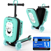 Scooter Suitcase, Children's Suitcase with Scooter and LED Wheels, Height-Adjustable Handlebar, A5 Viewing Window, 7 cm Storage Space, Suitable as Hand Luggage, Children's Scooter Gift from 2 - Ø£Ø®Ø¶Ø± Ø­ÙÙØ¨Ø© Ø§ÙØ³ÙÙØªØ±