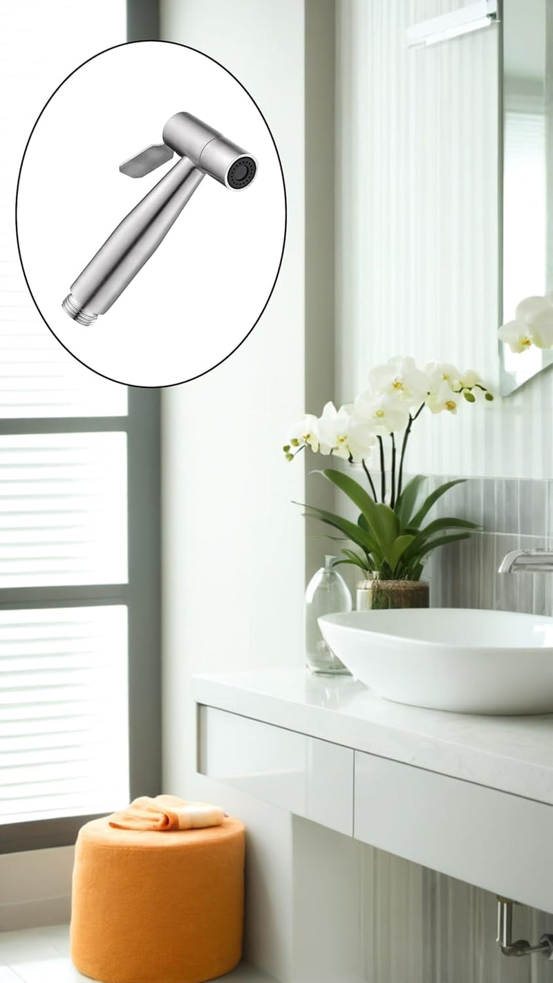 Sweet seven Stainless Steel Bidet Toilet Sprayer Head - 2Pcs Handheld Cloth Diaper Sprayer for Kitchen and Toilet Cleaning
