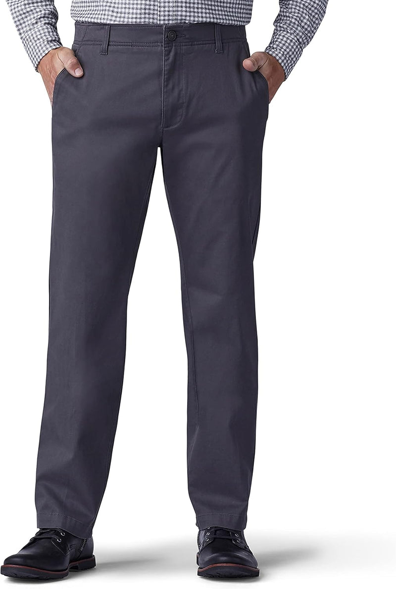 Lee Men's Extreme Motion Flat Front Regular Straight Pant - Charcoal