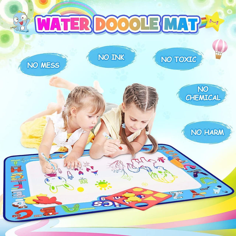 SKY-TOUCH Magic Water Doodle Mat,Extra Large Mess Free Colouring Baby Paint Mat,Aqua Water Doodle Mat,Mess Free Colouring Mat,Toddler Toys for 2 3 4 5 Year Old Boys Girls,100 80cm