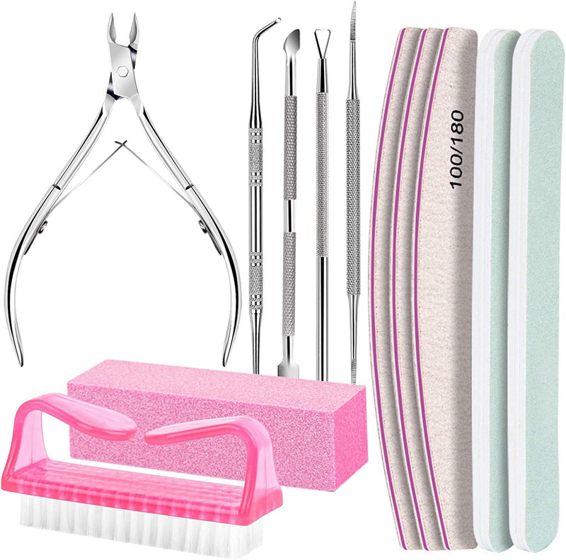 Paporich Nail Care Tool Kit, Nail Files 100/180, Nail Buffer Block, Cuticle Nippers, Cuticle Pusher, Cuticle Trimmer, Nail Lifter for Ingrown Toenails, Nail Tools, Nail Kit, Pedicure & Manicure Tools