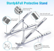 SKY-TOUCH Laptop Stand for Desk, Adjustable ABS+Silicone Foldable Portable Laptop Holder, Ventilated Cooling Notebook Stand for MacBook Pro Air, Lenovo, Dell, HP, Laptops,Tablet - silver-new