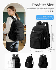 WEPOET Backpack Women Men School Backpack Large with Many Compartments Waterproof Backpack Lightweight for School Backpack Teenager Daypacks Backpack for Boys Girls, A1 black, Rucksack Backpacks