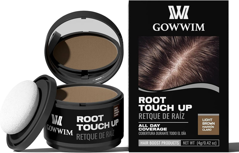 Gowwim Root Touch up Powder, Instantly Gray Hair Cover up Hairline Powder for Women & Men Waterproof and Sweatproof Root Cover Up Long-Lasting for Thinning & Loss Hair (D-Brown) - Light-Brown
