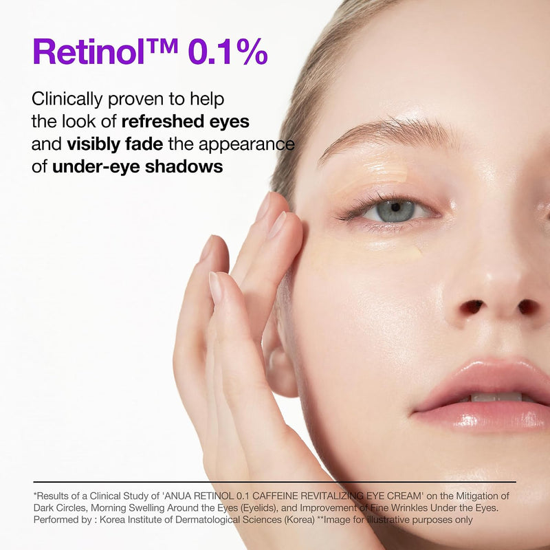 Retinol 0.1 Caffeine Revitalizing Eye Cream, Lightweight Formula for Dark Circles & Puffiness, Hydrating for Sensitive Skin, Korean Skincare, 30 ml
