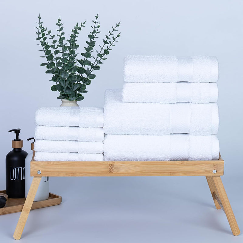 Cannon Bath Towel, 70x140 cm, 8 Piece Set, 2 Piece of 70x140cm bath towel, 2 Piece of 41x71cm Hand Towel & 4 Piece of 33x33cm Wash Cloth,100% Cotton for Bathroom, Spa & Gym (LINEN)