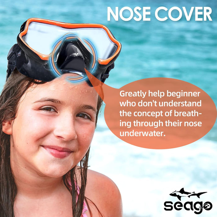 Kids Swim Goggles Diving Mask with Nose Cover for Youth Anti-Fog Clear View