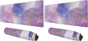 Desk Mat, Field Landscape Oil Painting Extended Gaming Mouse Pad Large, 31.5"x11.8" Big Mouse Pad with Non-Slip Base and Stitched Edge, Long Computer Keyboard Mouse Mat for Home Office Work - 30 x 80 Ø³Ù (Pack of 2) Purple Rose and Lavender Liquid Marble
