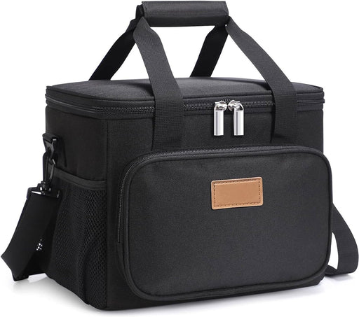 Medium Lunch Bag Insulated Lunch Box Soft Cooler Cooling Tote for Adult Men Women, Black 12-Can (9L)