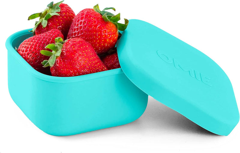 OmieBox Silicone Leakproof Snack Containers To Go, Food Storage Containers with Lid - BPA Free, Airtight, Dishwasher and Freezer Safe, Oven Safe - 9.4 ounces - Teal