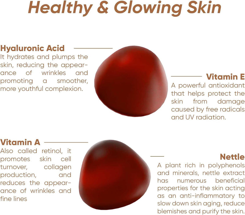 SKIN Vitamin Gummies, for healthier skin, glowing, radiant, clean skin, anti-aging ingredients, Sugar Free, Vegan, Blueberry Flavour (60 Count)
