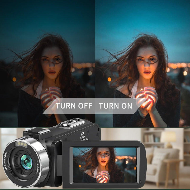 4K 80MP Camcorder Video Camera Ultra HD Vlogging Camera for YouTube 18X Digital Zoom Recorder 3.0" IPS HD Screen With Handheld Stabilizer, Microphone, Remote Control and 32GB SD Card