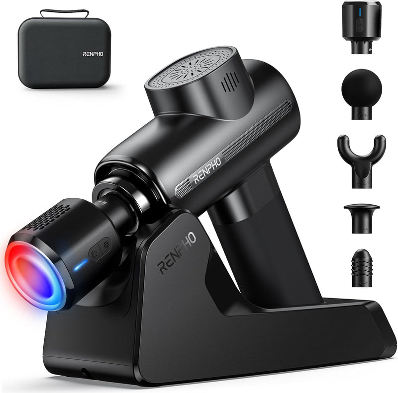 Thermacool Massage Gun Deep Tissue with Heat and Cold Head, Handheld Muscle Massager with Carry Case, Body Masajeadorfor Home Office Workout, Black - Active Thermacool Deluxe