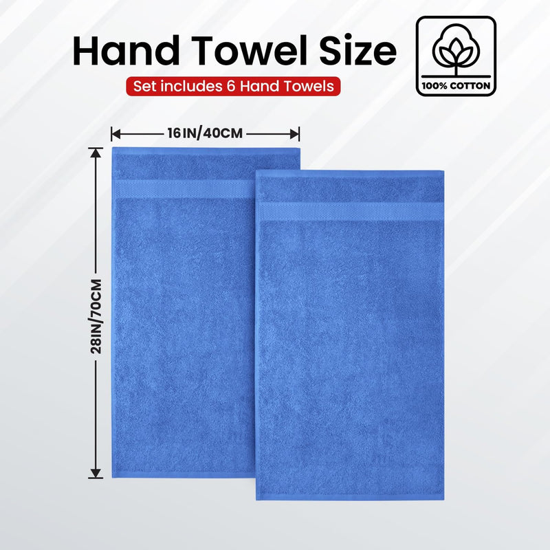 Infinitee Xclusives Premium White Hand Towels - Pack of 6, 41cm x 71cm Bathroom Hand Towel Set, Hotel & Spa Quality Hand Terry Towels for Bath room, Highly Absorbent and Super Soft Bathrooms Towels