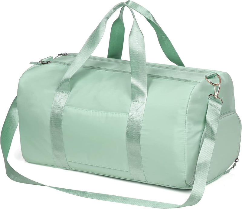 Duffle Bag for Women, Sports Duffel Bag for Gym with Wet Pocket & Shoe Compartment, Overnight Weekender Travel Bag - green