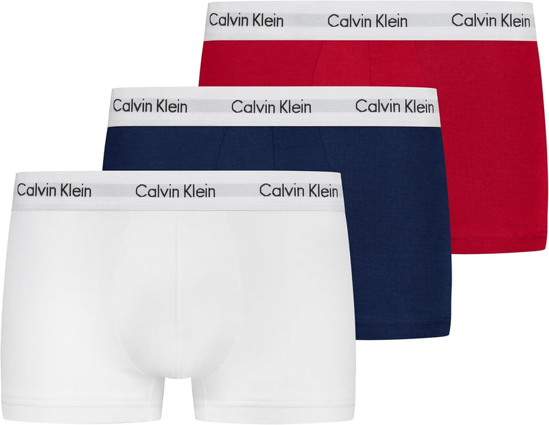 Men's 3P Low Rise Trunks (pack of 3) - Navy/Red/White(White/BlackLogo)