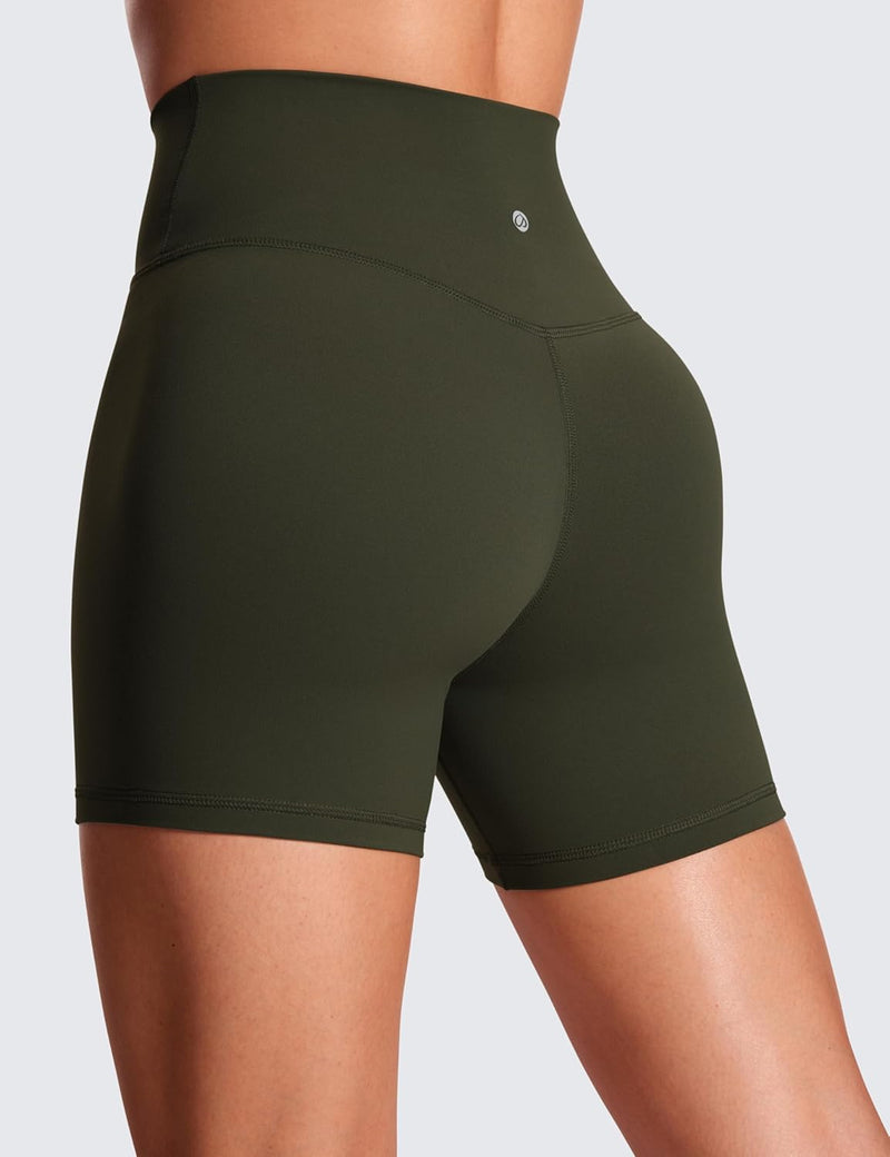 CRZ YOGA Womens Butterluxe Crossover Biker Shorts 5 Inches - Criss Cross High Waisted Workout Yoga Buttery Soft