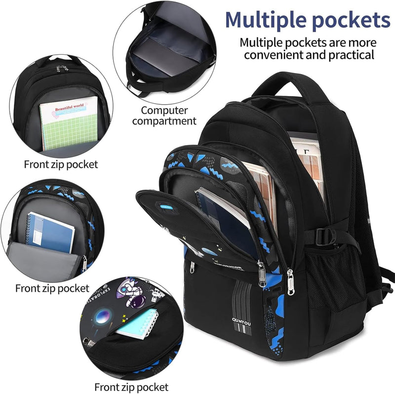 Yoawllty School Bag for Boys, Space Backpack for Boys Kids Elementary School Bags Middle Primary School Book Bag Lightweight School Bag for Students