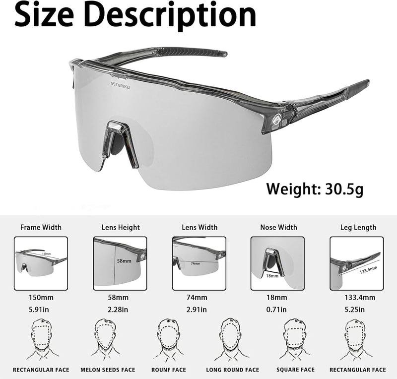 ASTARIKO Polarized Sports Sunglasses for Men & Women – UV400 Protection, Anti-Slip TR90 Half-Frame for Running, Cycling, Golf & Outdoor Activities