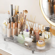 New 360 Rotating Makeup Organizer for Vanity with Brush Holder, Cosmetic Makeup Storage Organizer, Large Spinning Makeup Skincare Organizer, Countertop Makeup Perfume Organizer, Lotions Display Cases - Rotating Makeup Organizer Set-Transparent