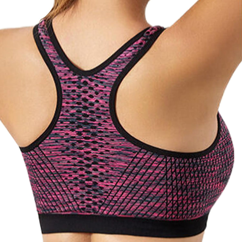 Dress Cici Zip Front Sports Bra With Racerback And Colorful Fabric