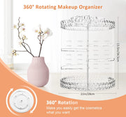DreamGenius Makeup Organizer, 360 Degree Rotating Cosmetic Storage Organizer, 7-Layer Adjustable Makeup Display Case, Fits Jewelry Makeup Brushes and Lipsticks, Clear Acrylic - Double Diamond