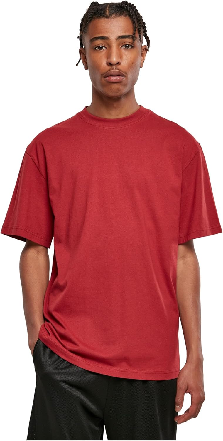 mens Tall Tee Oversized T-Shirt Oversized Short Sleeves T-Shirt with Dropped Shoulders, 100% Jersey Cotton (pack of 1) - Brick Red