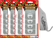 KLAPiT Super Hook Heavy Duty Adhesive, Holds 11 Pounds or 5Kg Weight, Waterproof and Damage Free for Wall, Tile, Wood, Stone, Glass, Metal, Made of Steel (Clear, 4 pc) - 16 pc Silver