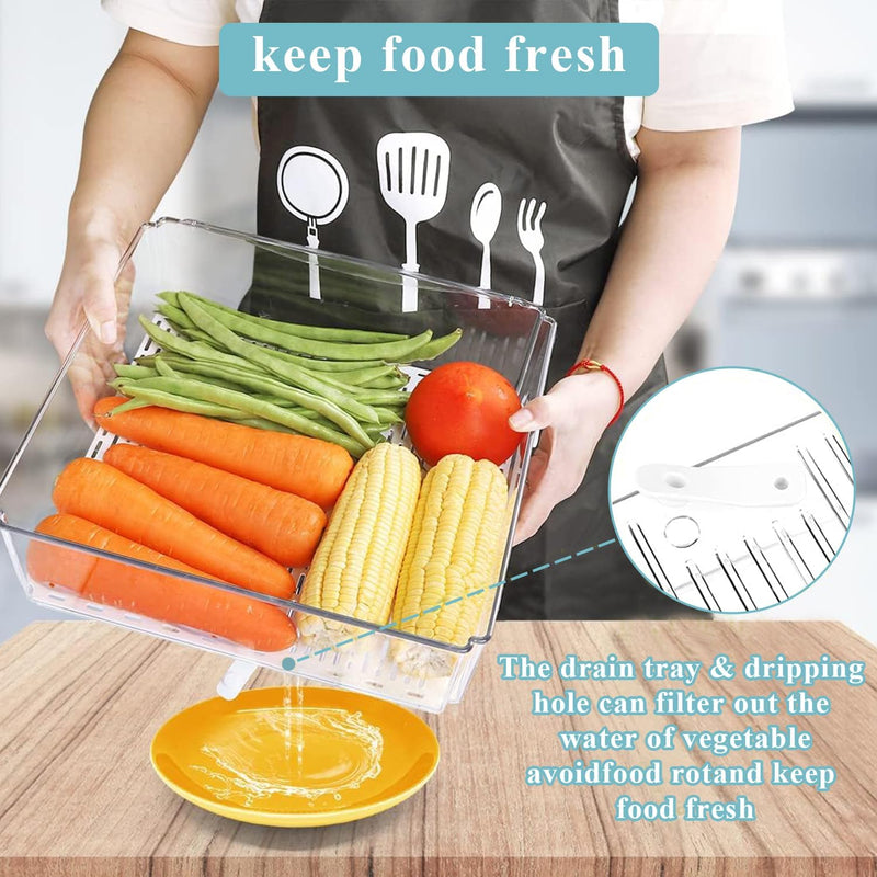 Yoawllty 10 Pack Fridge Organizers and Storage, Stackable Refrigerator Pantry Organizer Bins with Lids, Clear Plastic Food Storage Bins for Kitchen, Fridge Organizer