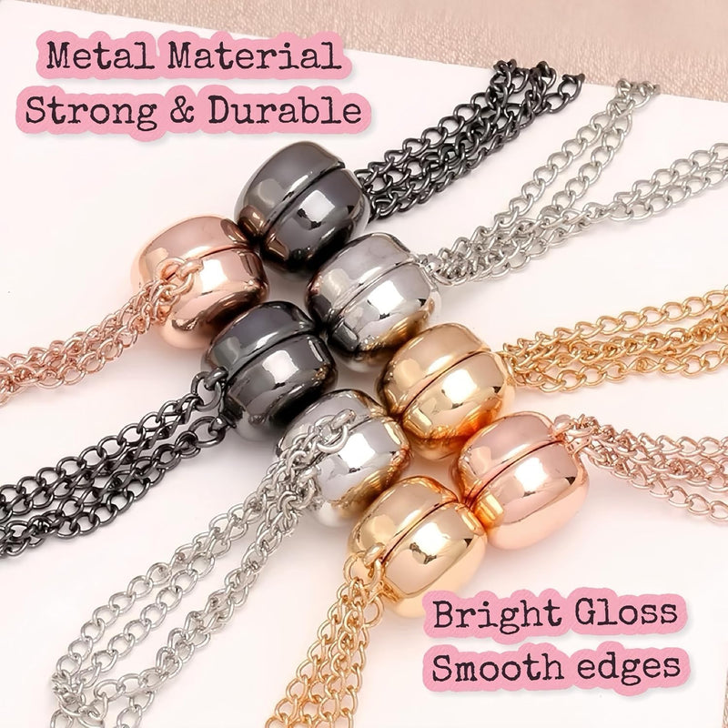 Magnetic Clothing Clips, Multi-Function Magnet Pin with Chain, Hijab Magnets & Clothing Brooch for Shirt Ties, Fabric Button Fastener – Versatile Clip for Shirts, and Fabrics(4pcs,Silver)
