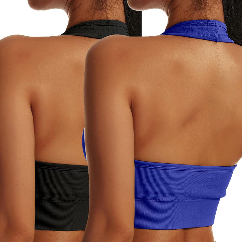 Vertvie Halterneck Sports Bra Backless Fitness Bustier Women's Padded Push Up Bra Without Underwire Sports Bra Top Yoga Bra Medium Support Workout
