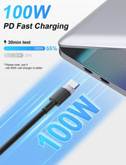 3-in-1 Retractable Multi Charging Cable, 100W Fast Charging USB-C/A to/USB-C/Micro USB Charger Cord for iPhone 15, for MacBook, and for iPad