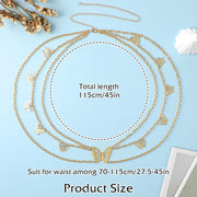 Women's Hang Low Multi Link Waist Chain, Waist Chain Belt in Gold Tone Mult Layer Women Metal Chain Belt, Adjustable Waist Link Belt Skinny Waistband Chain Decor Belts for Dress Jeans