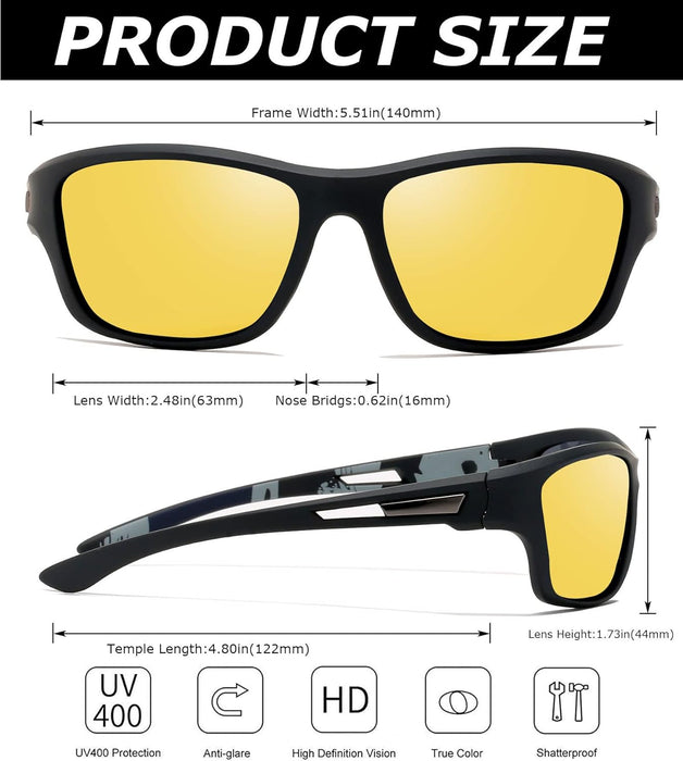 Sports Sunglasses Polarized For Mens Womens Driving Fishing Running Wrap Around Sun Glasses Unbreakable Frame Goggles with Glasses rope Strap UV Protection