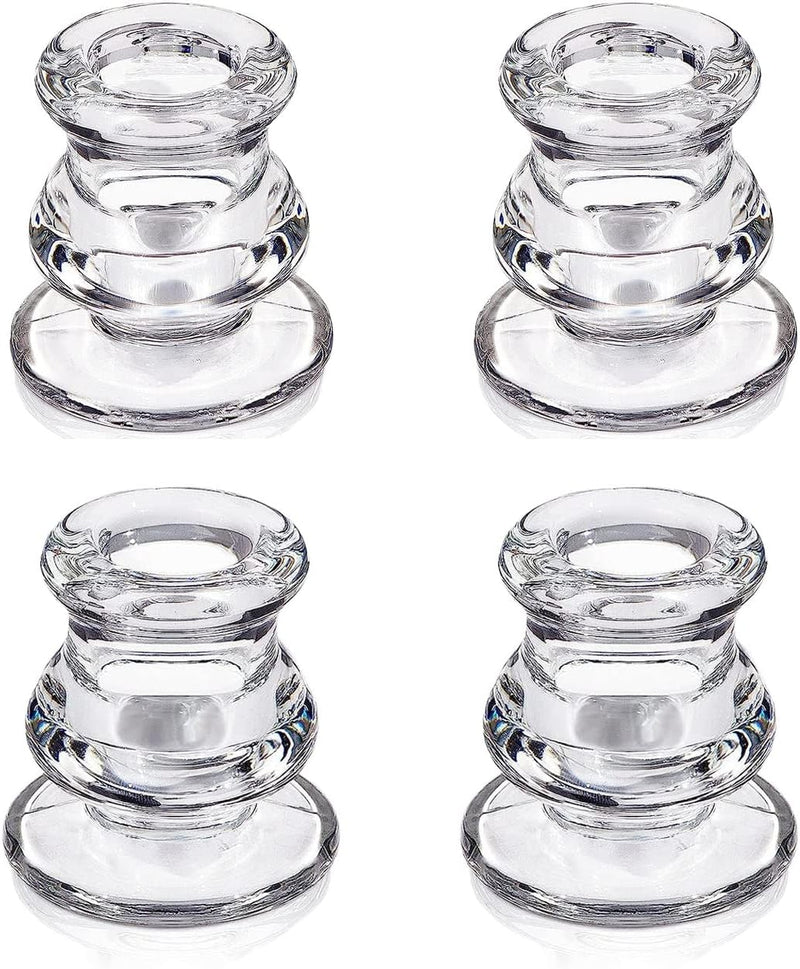 Angju Candlestick Holders Bulk - 4PCS Taper Candle Holders for Table Centerpiece - Thick Glass Candle Holders for Wedding, Party and Festival Decoration