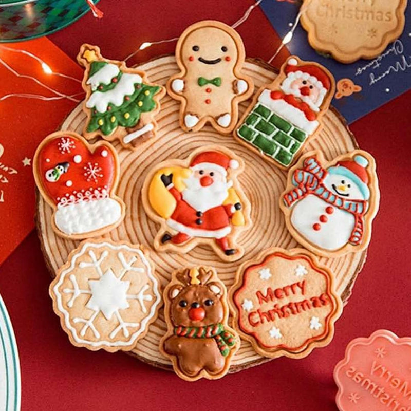 Christmas Cookie Cutters, 12 Pcs Stainless Steel Holiday Cookie Cutters Shape, Gingerbread Men, Christmas Tree, Snowflake, Santa Face and Snow Man for Baking Decorative Party Supplies