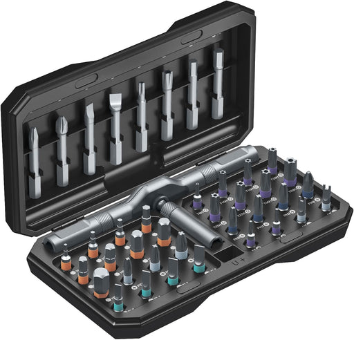 AMIR 42 in 1 Magnetic Screwdriver Set, Handle Ratchet Screwdriver Set Magnetic with 40 PCS Bits, Precision Repair Tool Kit for Tools Home Improvement Computer Bicycle - Black