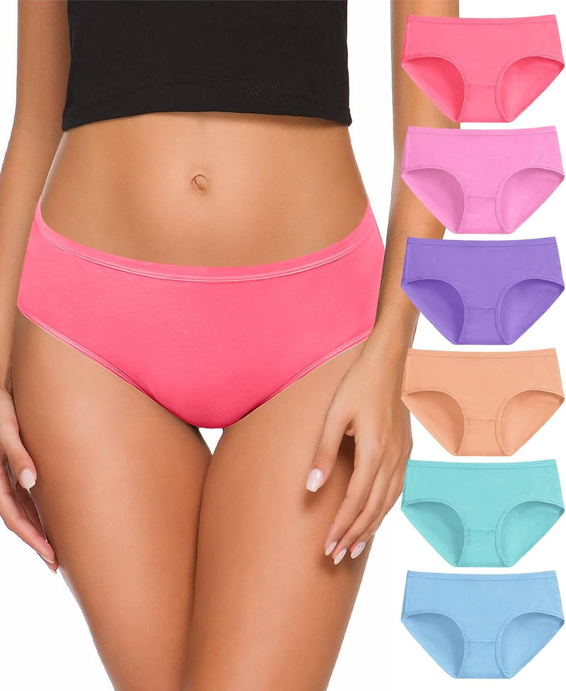 Women's Underwear, High Waist Cotton Breathable Full Coverage Panties Brief Multipack Regular and Plus Size