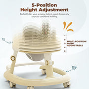 Baybee Petalia 2 in 1 Baby Walker for Kids, Round Kids Walker with 5 Position Adjustable Height | Activity Walker for Baby with Musical Bar, Toddler Activity Walkers for Babies 6-18 Months (Pink)