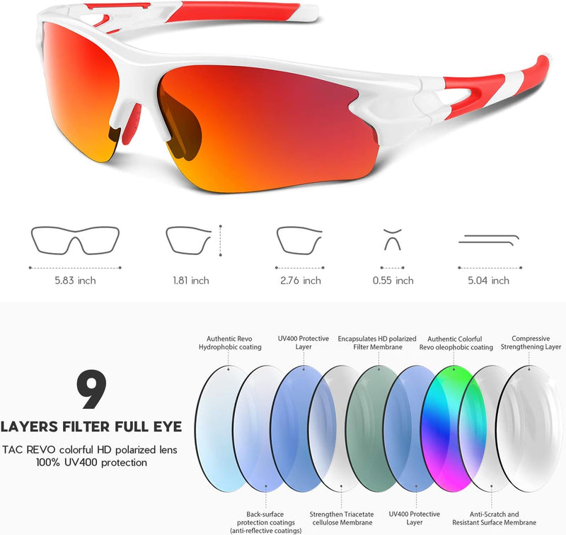 Polarized Sports Sunglasses for Men Women Youth Baseball Fishing Cycling Running Golf Motorcycle Tac Glasses UV400