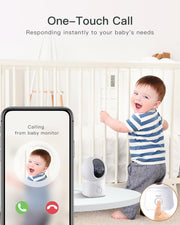 ARENTI Baby Monitor with Camera and Sound, 12.7cm Smart Baby Camera Monitor with Free Phone App, 1080P, VOX, PTZ, One-Touch Connection, Temperature Sensor, Lullaby,
