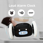 Loud Alarm Clock For Heavy Sleepers on Wheels (Adults Kids Teens Bedroom) Run Away Moving Annoying Jump Roll 1-Time Snooze, Wake Up Energized, Digital- Funny Gift (Blue) - Blue