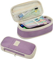 Sonuimy Large Capacity Pencil Case Pouch, Cute Aesthetic Big Capacity Zipper Pencil Cases Pen Portable Office Stationery Makeup Bag, Desk Organizer for College Adults Women Men- Green - Purple