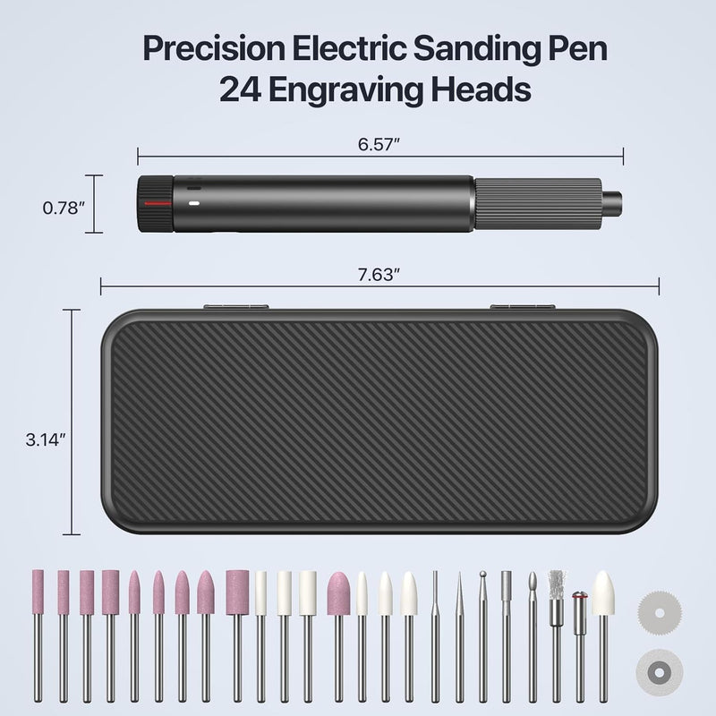 NALACAL Electric Engraving Pen, USB Rechargeable Rotary Tool with 24 Bits, Cordless DIY Jewelry Engraver for Wood, Glass, Stone, Carving, Resin