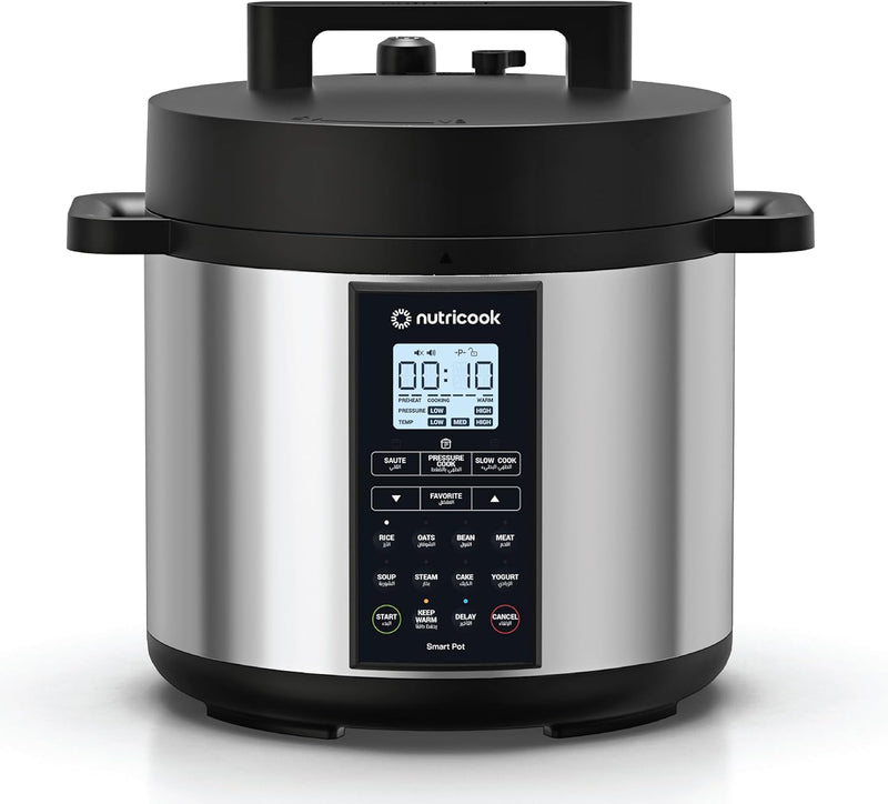 Nutricook Smart Pot 2 Rice Cooker, Steamer, Sauté Pot, Yogurt Maker & More,9 In 1 Electric Pressure Cooker, Slow Cooker,6 Liters, 12 Smart Programs With New Smart Lid