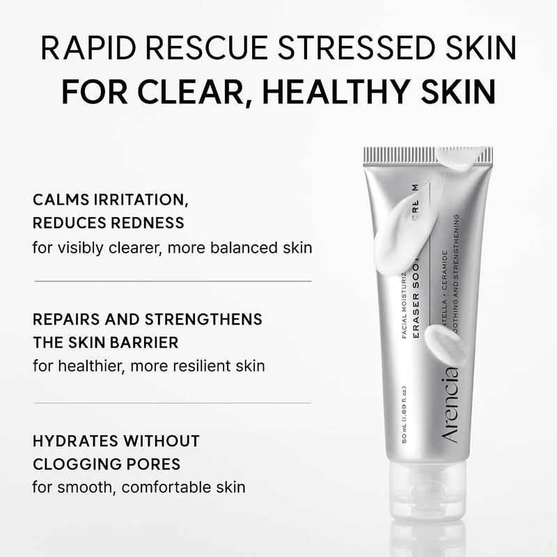 Eraser Soothing Cream, Facial Moisturizer with Centella & Ceramide, Hydrating Face Cream for Sensitive Skin, Lightweight Barrier Support, 50ml / 1.69 fl oz