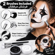 Black White Face Body Paint, Non-Toxic Face Painting Kit with 2 Professional Paint Brushes for Art Theater Halloween Party Cosplay