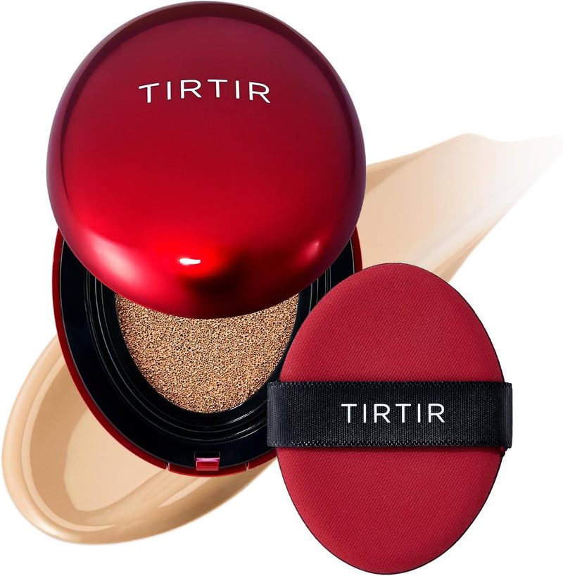 Mini Size TIRTIR Mask Fit Red Cushion Foundation Japan's No.1 Choice for Glass skin, Long-Lasting, Lightweight, Buildable Coverage, Semi-Matte (21N Ivory, 4.5g (Pack of 1)) - Camel 0.15 Fl Oz (Pack of 1)
