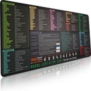 Glittery Garden Excel Shortcut Keys Mouse Pad - Extended Large XL Cheat Sheet Gaming Mousepad PC Office Spreadsheet Keyboard Mat Non-Slip Stitched Edge - 35.4"L x 15.7"W Excel Shortcuts
